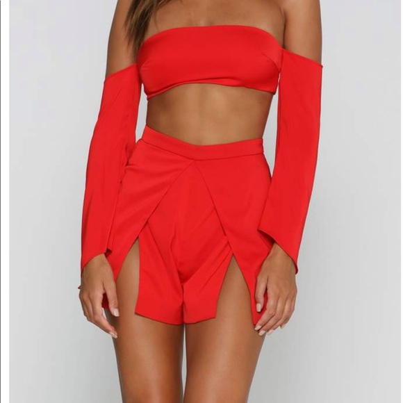 Meshki Pants - Meshki | Amyra Split Shorts - RED